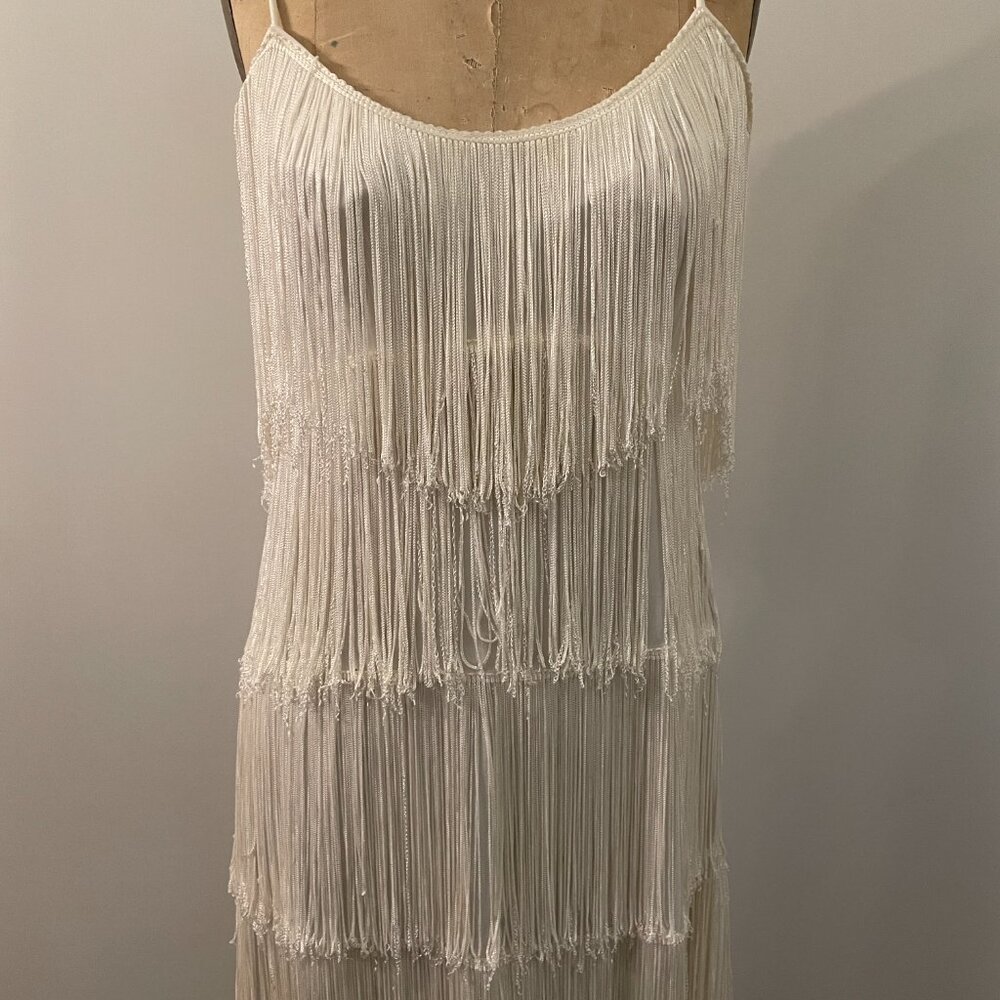 Elegant White Fringe Dress - Picture 4 of 16